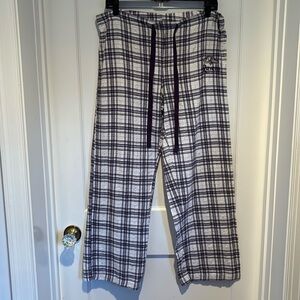 NFL Baltimore Ravens plaid flannel pajama / sleep pants in white, purple, & gold